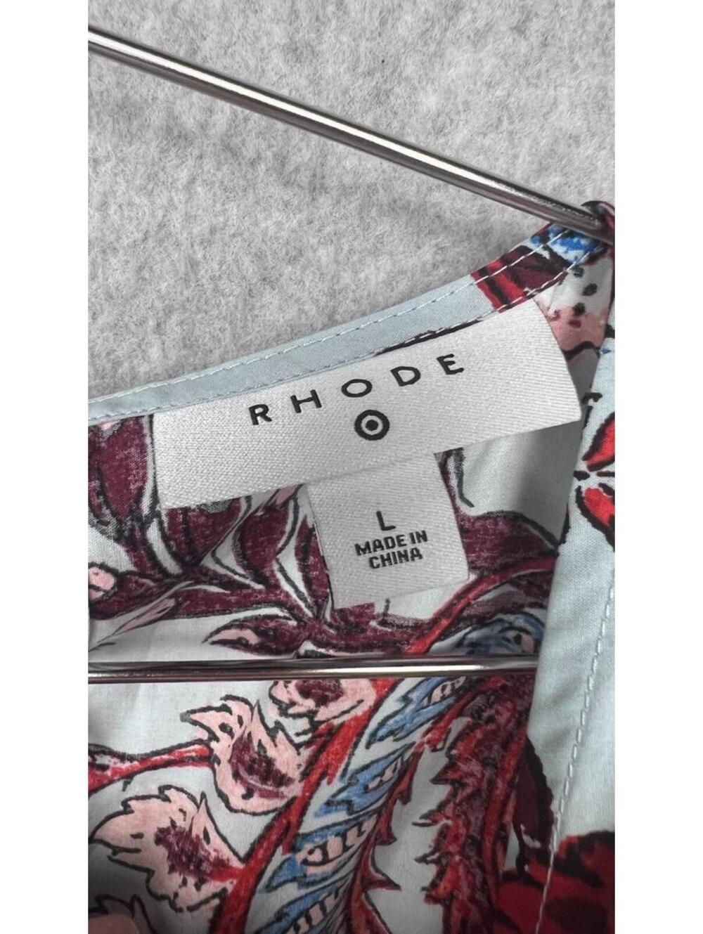 RHODE x Target Leafy Floral Cutout Maxi Dress Light Blue Cotton Boho Pockets L - Picture 5 of 9